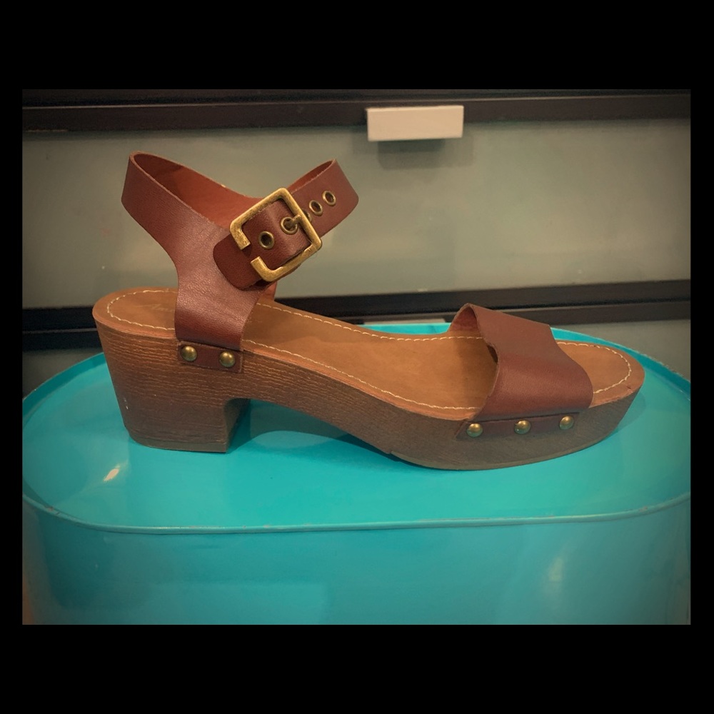 Leather platform wedges